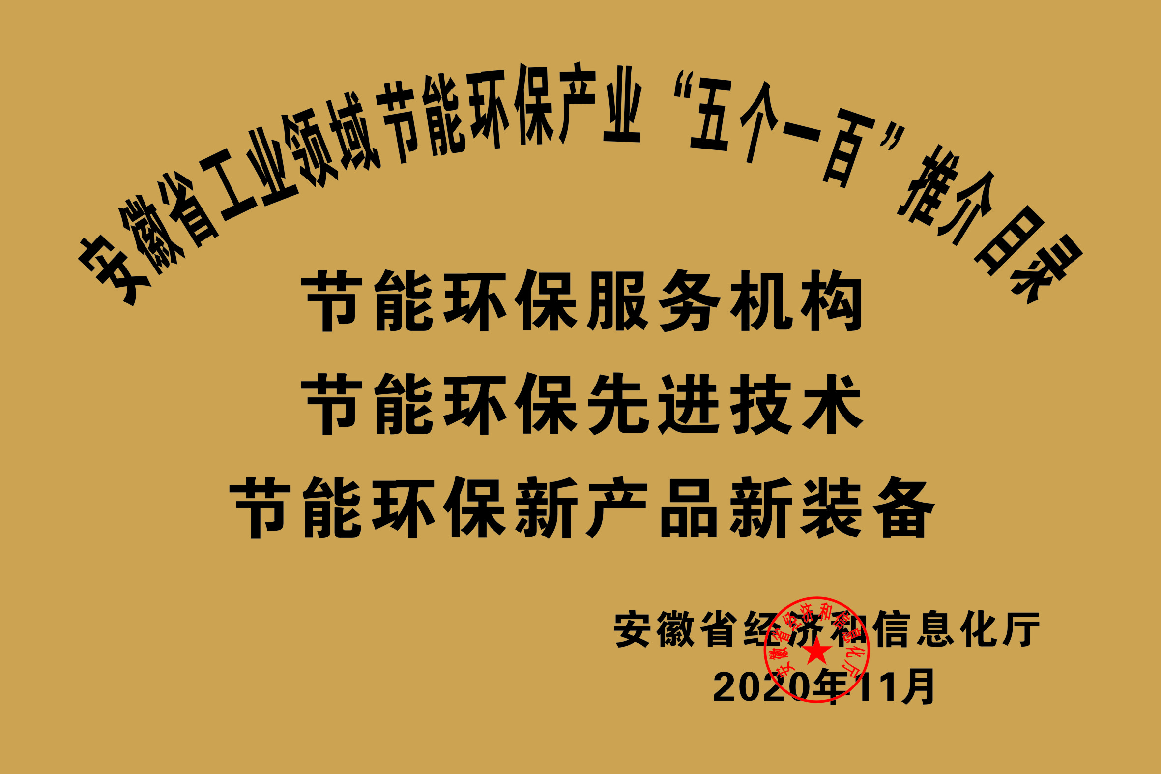 2020年安徽省工业节能环保产业“五个一百”推介目录